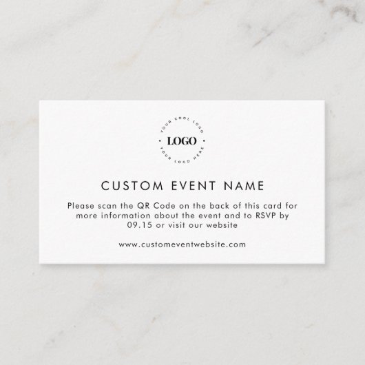 Custom Business Event RSVP met QR Code Website Informatiekaartje (Voorkant)