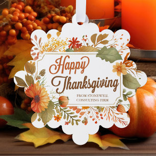 Custom Business Happy Thanksgiving Herfst Flowers Ornament Kaart