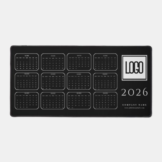 Custom Business Logo 2026 Black Calendar Desk Mat (Voorkant)
