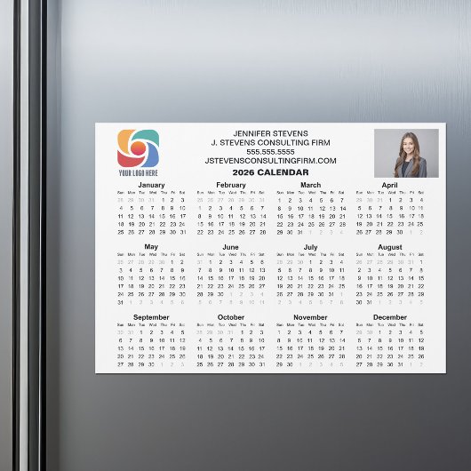 Custom Business Logo 2026 Company Calendar Magnet