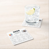 Custom Business Logo 2026 Company Calendar Vierkante Kartonnen Onderzetter (Insitu)