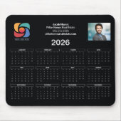 Custom Business Logo 2026 Kalender Zwart Wit Muismat (Voorkant)