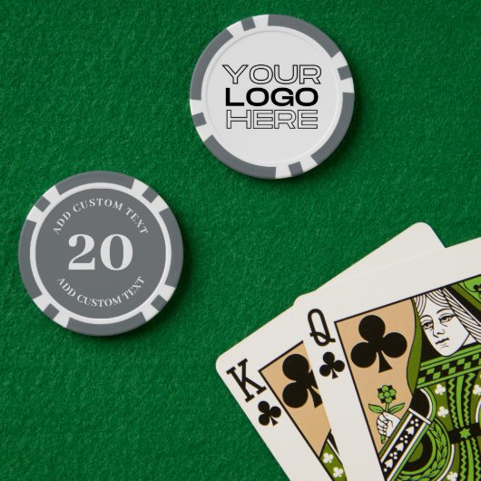 Custom Business Logo 20 Value Game Poker Chips (Pokertafel (Dubbel))