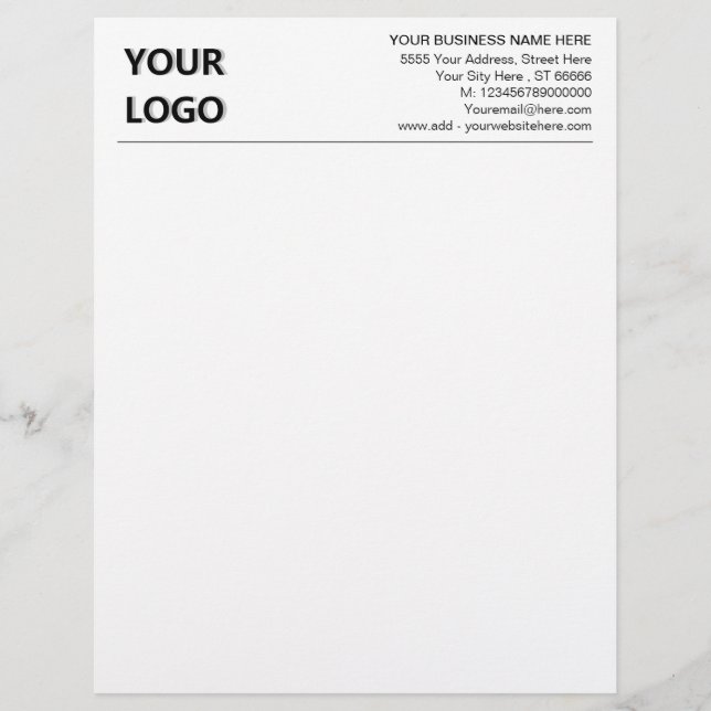 Custom Business Logo Adres Letterhead Sjabloon Briefhoofd (Voorkant)