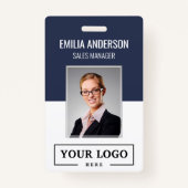 Custom Business Logo Basic Bar Code Medewerker Fot Badge (Voorkant)