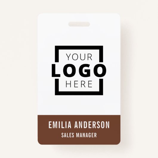 Custom Business Logo Basic Barcode Employee Badge (Voorkant)