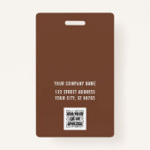 Custom Business Logo Basic Barcode Employee Badge (Achterkant)