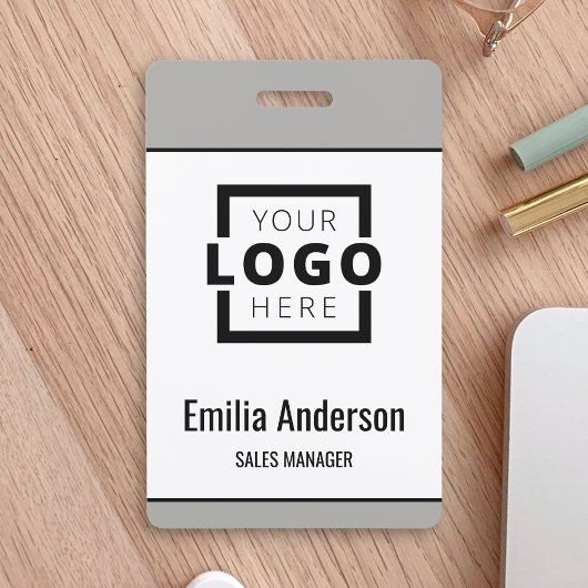 Custom Business Logo Basic Barcode Employee Badge
