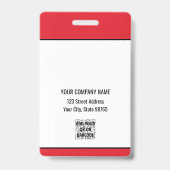 Custom Business Logo Basic Barcode Employee Badge (Achterkant)