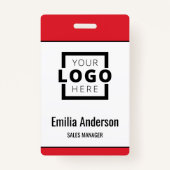 Custom Business Logo Basic Barcode Employee Badge (Voorkant)