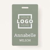Custom Business Logo Basic Employee Name Sage Badge (Voorkant)