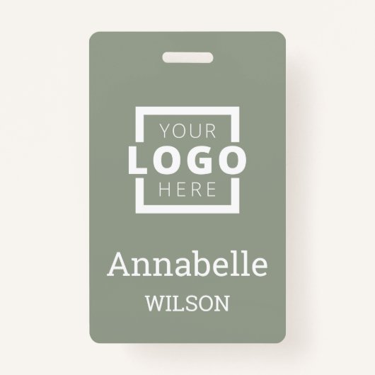 Custom Business Logo Basic Employee Name Sage Badge (Voorkant)