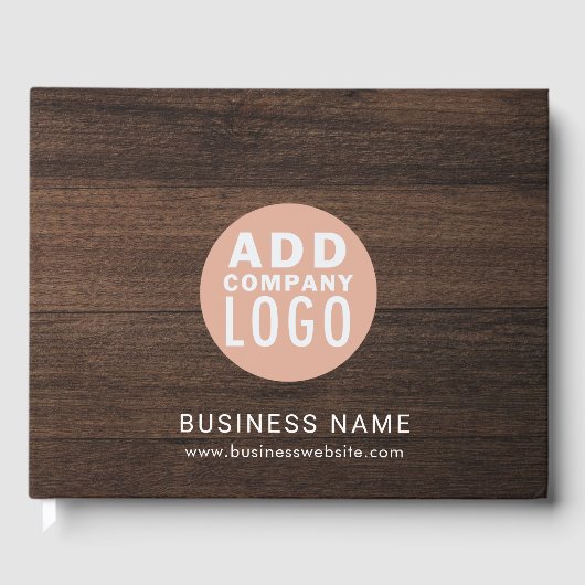 Custom Business Logo Bedrijf Bezoekers Rustiek Gastenboek (Voorkant)
