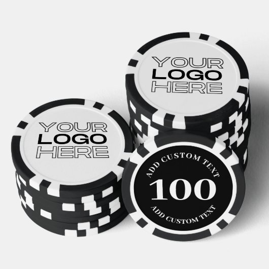 Custom Business Logo Black 100 Value Game Poker Chips (Opstapeling)