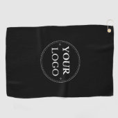 Custom Business Logo Branded Black Golfhanddoek (Horizontaal)