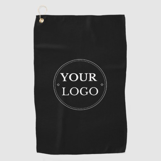 Custom Business Logo Branded Black Golfhanddoek (Voorkant)