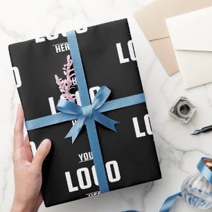 Custom Business Logo Branded – Zwart Cadeaupapier