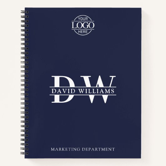 Custom Business Logo & Branding Monogram Initials Notitieboek (Voorkant)