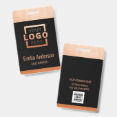 Custom Business Logo Copper Basic Barcode Employee Badge (Voor- en achterkant)