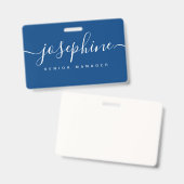 Custom business logo Elegant script naam blauw Badge (Voor- en achterkant)