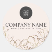Custom Business Logo Elegante Bloemen Sticker (Voorkant)