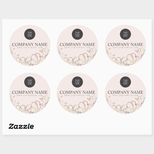 Custom Business Logo Elegante Bloemen Sticker (Vel)