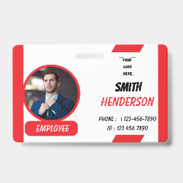 Custom Business Logo Employee Photo Blue ID Badge