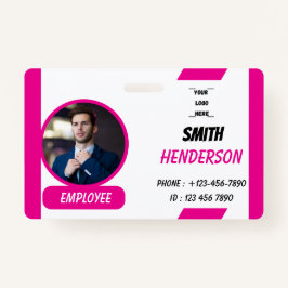 Custom Business Logo Employee Photo Blue ID Badge