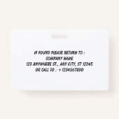 Custom Business Logo Employee Photo Blue ID Badge (Dos)