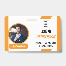 Custom Business Logo Employee Photo Blue ID Badge