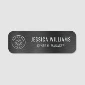 Custom Business Logo Faux Brushed Black Metal Naamplaatje (Voorkant)
