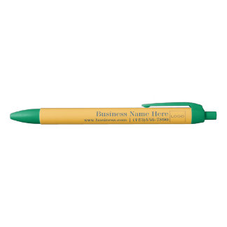 Custom Business Logo Geel, Blauw, Merkpromotie Zwarte Inkt Pen