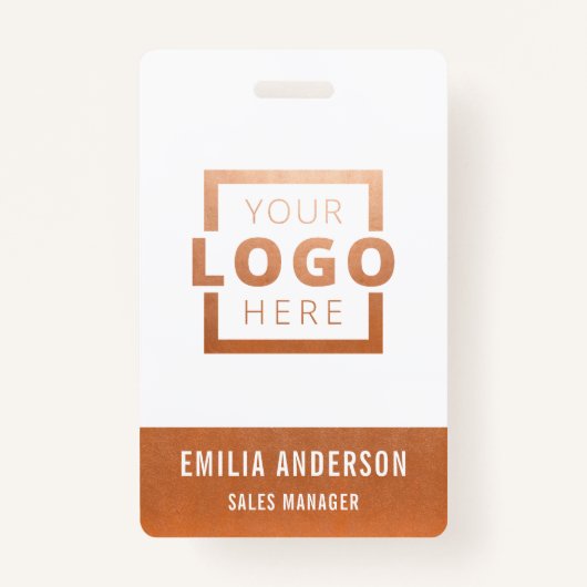 Custom Business Logo Gold Barcode Employee Badge (Voorkant)