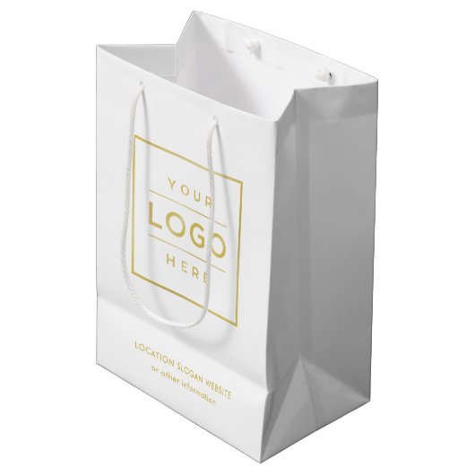 Custom Business Logo Gold-merk Medium Cadeauzakje (Voorkant Gekanteld)