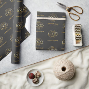 Custom Business Logo Grijs en Goud Promotie Cadeaupapier