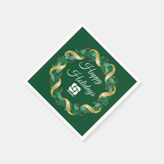 Custom Business Logo Groene Kerstkrans Servet (Hoek)