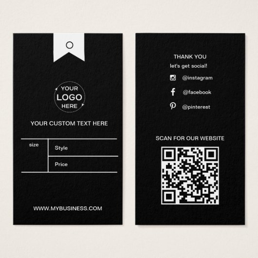 Custom Business Logo Kleding Label Prijs Hang Labe Visitekaartje (Voorkant /achterkant)