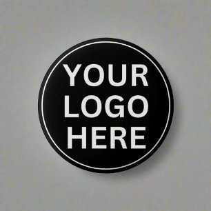 Custom Business Logo L Zwart-wit Branded Ronde Button 3,2 Cm