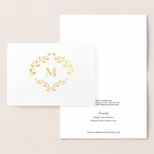 Custom Business Logo Laurel Krans Monogram Folie Kaarten
