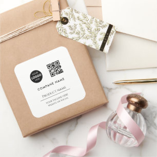 custom business logo Modern minimaal Zwart Vierkante Sticker