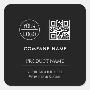 custom business logo Modern minimaal Zwart Vierkante Sticker