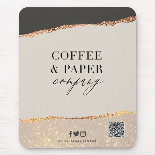 Custom Business Logo Muismat Black Cream Gold (Voorkant)