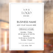 Custom Business Logo Opening Hour Modern Simple Raamsticker (Vel 2)