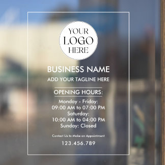 Custom Business Logo Opening Hour Professional Raamsticker