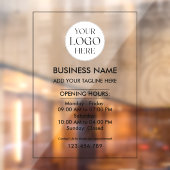 Custom Business Logo Opening Hour Professional Raamsticker (Vel 2)