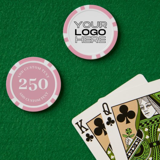 Custom Business Logo Pink 250 Value Game Poker Chips (Pokertafel (Dubbel))