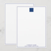 Custom Business Logo Professional Navy Border Notitiekaartje (Voorkant / Achterkant)