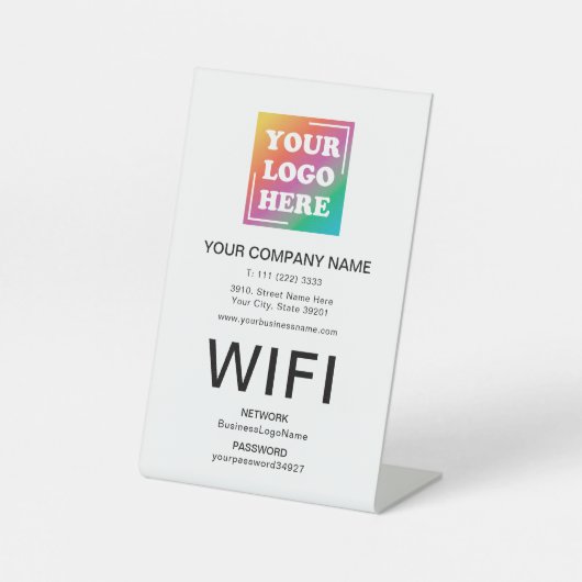 Custom Business Logo Professional WiFi Reclamebord Met Voetstuk (Voorkant)