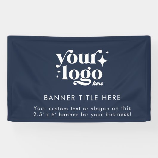 Custom Business Logo Professionele Moderne Marine Spandoek (Horizontaal)