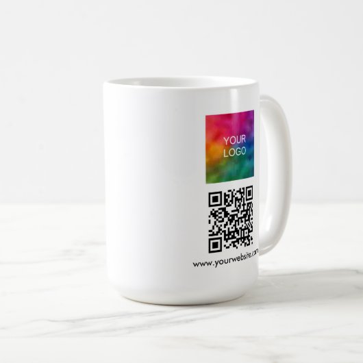 Custom Business Logo QR Code Scan Me Website Wit Koffiemok (Voorkant rechts)